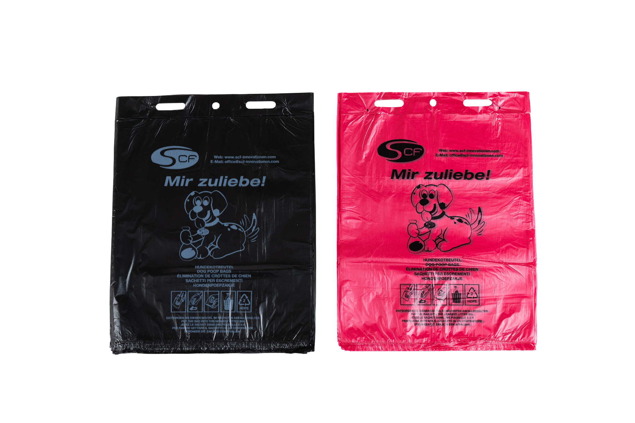 Hundekotbeutel Flexi/Standard Rot/Schwarz mit aufschrifft